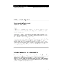 Building Science Digest 103 Understanding Basements
