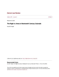The Right to Arms in Nineteenth Century Colorado