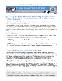 (U//FOUO) Cyber Actors Alter Tactics, Techniques & Procedures Used In