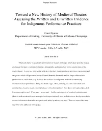 Why Scholars of Medieval Theatre Should Be Historians