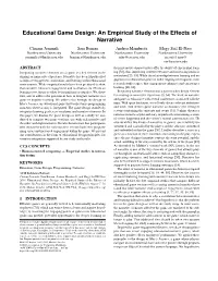 An Empirical Study of the Effects of Narrative