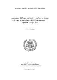 Analysing Different Technology Pathways for the Pulp and Paper Industry in a European Energy Systems Perspective