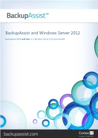 Backupassist and Windows Server 2012