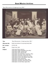 "Basel Missionaries in Hongkong During 1900. "