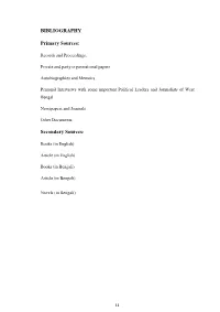BIBLIOGRAPHY Primary Sources: Secondary Sources