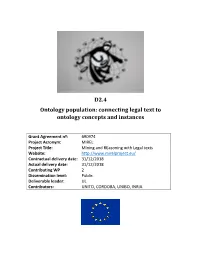 Connecting Legal Text to Ontology Concepts and Instances