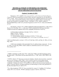 Historical Summary of the Federal Recommended Policy on the Control of Volatile Organic Compounds and Its Implementation in Illinois