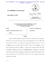 Order Granting Motion for Examination Of