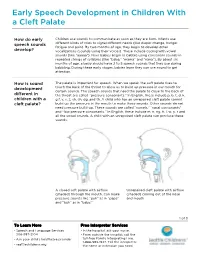 PE1706 Early Speech Development in Children with Cleft Palate