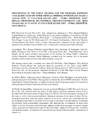 Proceedings of the Public Hearing for the Proposed 2X660 MW Super