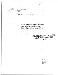 Soviet Reusable Space Systems Program: Implications for Space Operations in the 1990S