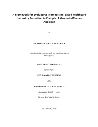 A Framework for Evaluating Telemedicine-Based Healthcare Inequality Reduction in Ethiopia: a Grounded Theory Approach