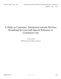 A Study on Customers' Satisfaction Towards Wireless Broadband