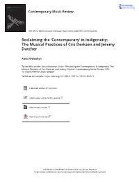 In Indigeneity: the Musical Practices of Cris Derksen and Jeremy Dutcher