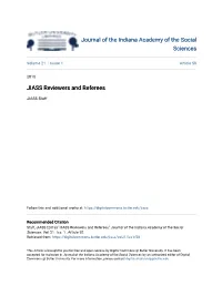 JIASS Reviewers and Referees