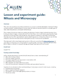 Lesson and Experiment Guide: Mitosis and Microscopy