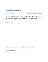 Masculinity Matters: Perceptions of One's Own Gender Status and The