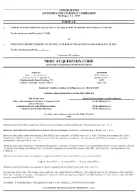 NRDC ACQUISITION CORP. (Exact Name of Registrant As Specified in Its Charter)