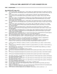 Pathology and Laboratory Cpt Code Changes for 2018
