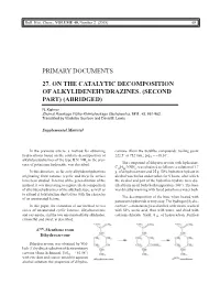 Primary Documents. 27. on the Catalytic Decomposition Of