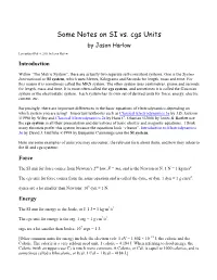 S.I. and Cgs Units