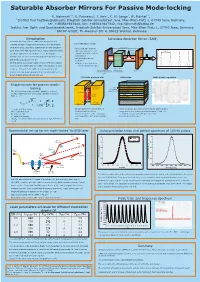 Saturable Absorber Mirrors for Passive Mode-Locking