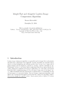 Simple Fast and Adaptive Lossless Image Compression Algorithm