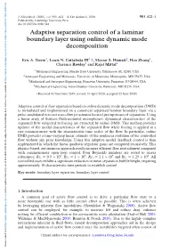 Adaptive Separation Control of a Laminar Boundary Layer Using