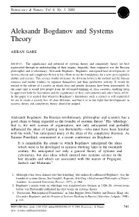 Aleksandr Bogdanov and Systems Theory