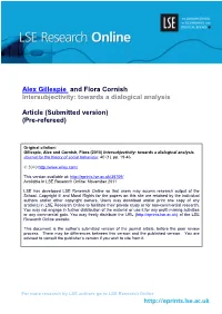 Alex Gillespie and Flora Cornish Intersubjectivity: Towards a Dialogical Analysis