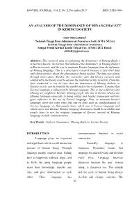 An Analysis of the Dominance of Minang Dialect in Kerinci Society