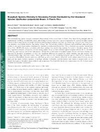 Bryophyte Species Diversity in Secondary Forests Dominated by the Introduced Species Spathodea Campanulata Beauv