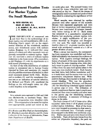 Complement Fixation Tests for Murine Typhus