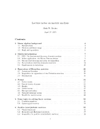 Lecture Notes on Matrix Analysis