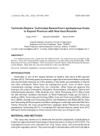 Tachinids (Diptera: Tachinidae) Reared from Lepidopterous Hosts in Kayseri Province with New Host Records