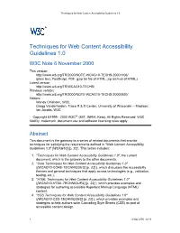 Techniques for Web Content Accessibility Guidelines 1.0
