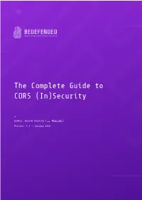The Complete Guide to CORS (In)Security