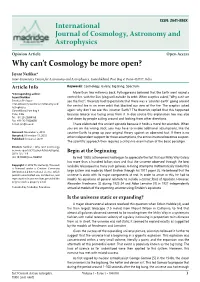 Why Can't Cosmology Be More Open?