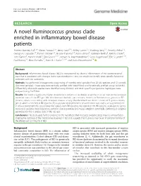 A Novel Ruminococcus Gnavus Clade Enriched in Inflammatory Bowel