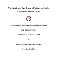 Abstracts of the Accepted Research Papers