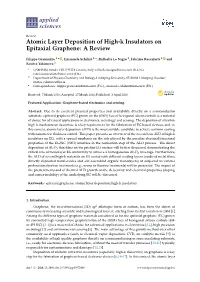 Atomic Layer Deposition of High-K Insulators on Epitaxial Graphene: a Review