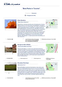 Best Parks in Toronto"