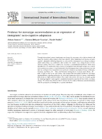 Evidence for Stereotype Accommodation As an Expression of Immigrants' Socio-Cognitive Adaptation
