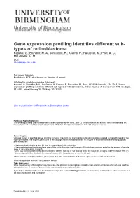 Gene Expression Profiling Identifies Different Sub-Types of Retinoblastoma', British Journal of Cancer, Vol