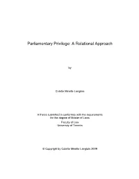 Parliamentary Privilege: a Relational Approach
