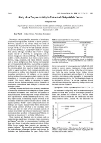 Study of an Enzyme Activity M Extracts of Ginkgo Biloba Leaves