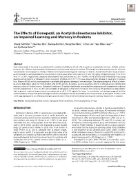 The Effects of Donepezil, an Acetylcholinesterase Inhibitor, on Impaired Learning and Memory in Rodents