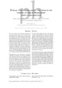The Thesis of the Eternity of Time in Maimonides' Guide Of