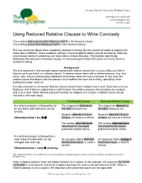 Using Reduced Relative Clauses to Write Concisely