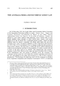 Why Australia Needs a Motor Vehicle 'Lemon'